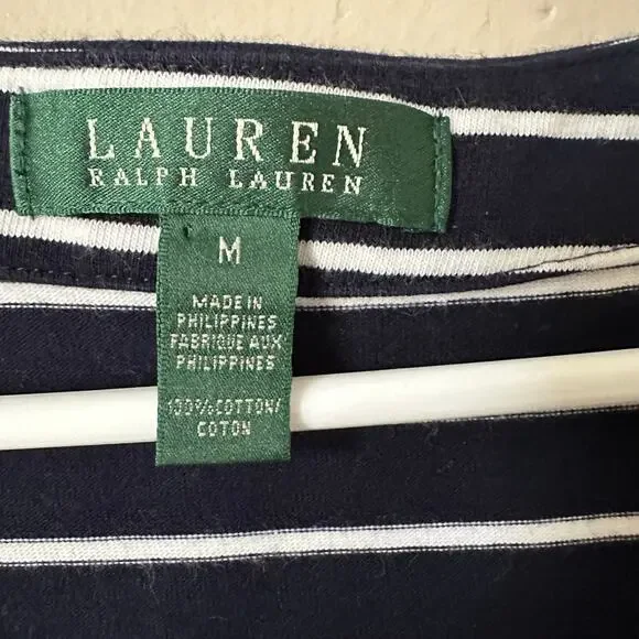 Lauren Ralph Lauren Dress Nautical Stripe Lace Up Sheath Sleeveless Summer MED - Picture 5 of 8